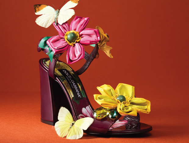 신발 위에 핀 꽃